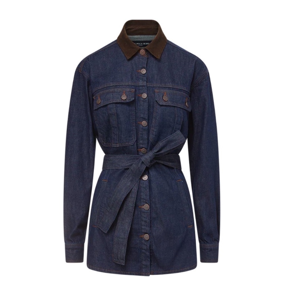 NWT $468 Veronica Beard Mikaela Shacket Barn Jean chore Jacket Corduroy Collar M